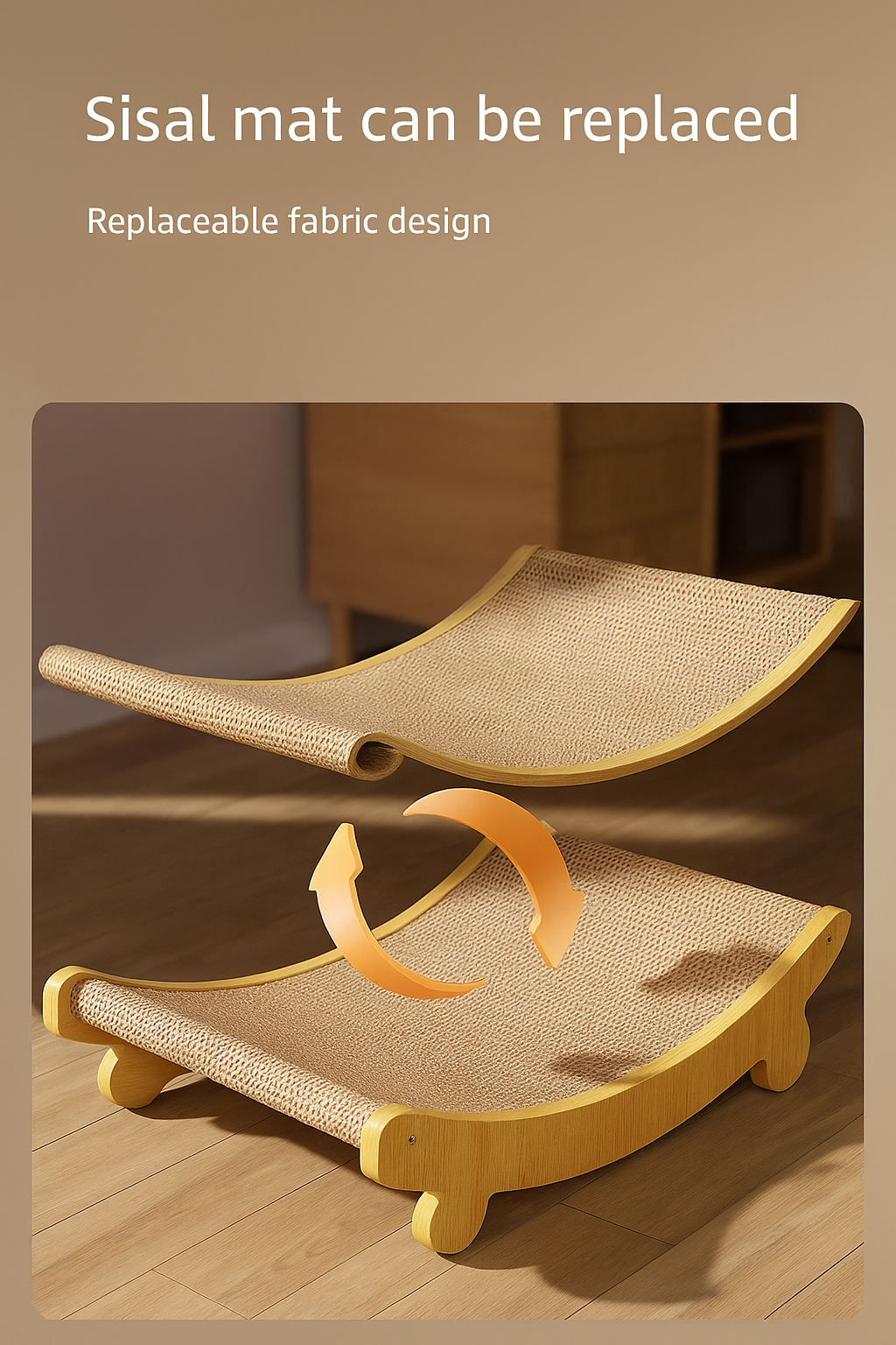 Durable Sisal Cat Scratch Pad with Cozy Bed