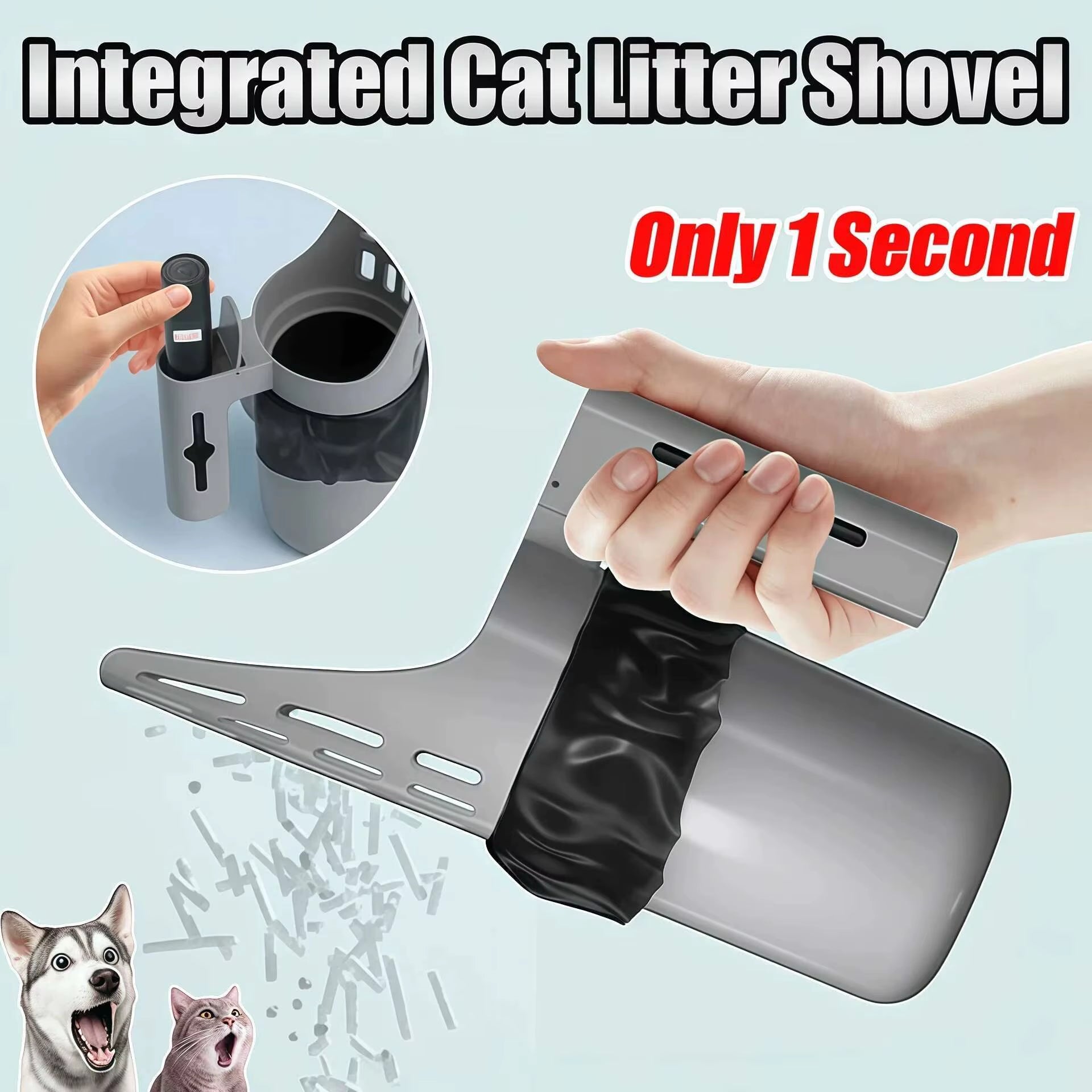 New Cat Litter Shovel Scoop with Refill Bag for Pet Filter Clean Toilet Garbage Picker Cat Supplies Cat Litter Box Self Cleaning