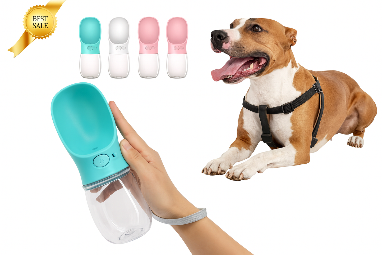 Large Portable 550Ml Dog Water Bottle, Pet Watweter Bottle Lightweight Leak-Proof Dispenser for Walking, Travel, Hiking, Camping, Outdoor Use (CHERRY BLOSSOM PINK, 550Ml)