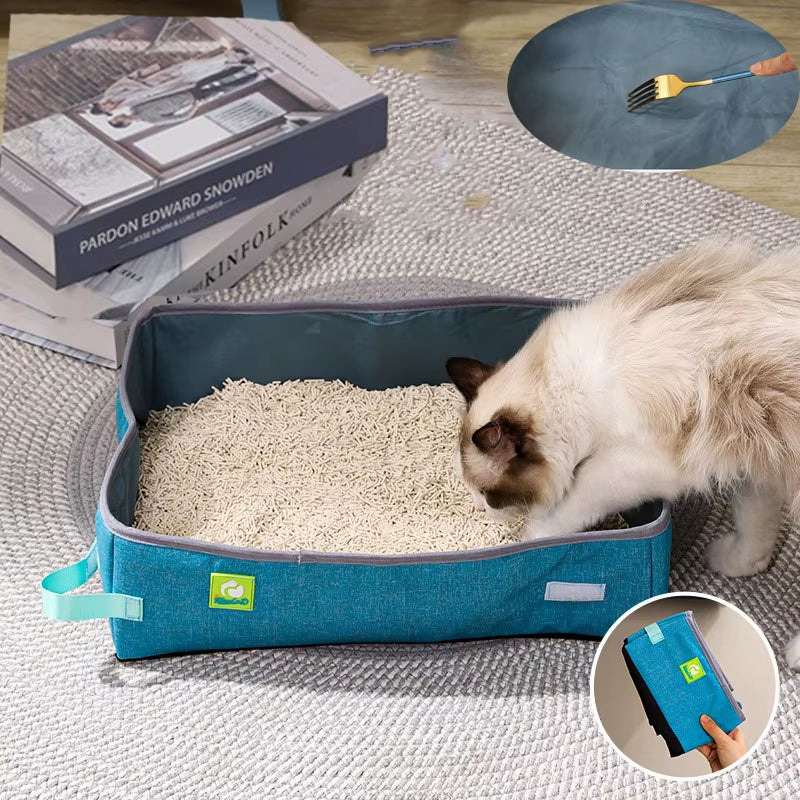 Semi Enclosed Cat Litter Box, Foldable, Portable, Waterproof, Oxford Cloth, Open Cat Toilet Cat Litter Box Pet Supplies & Pet