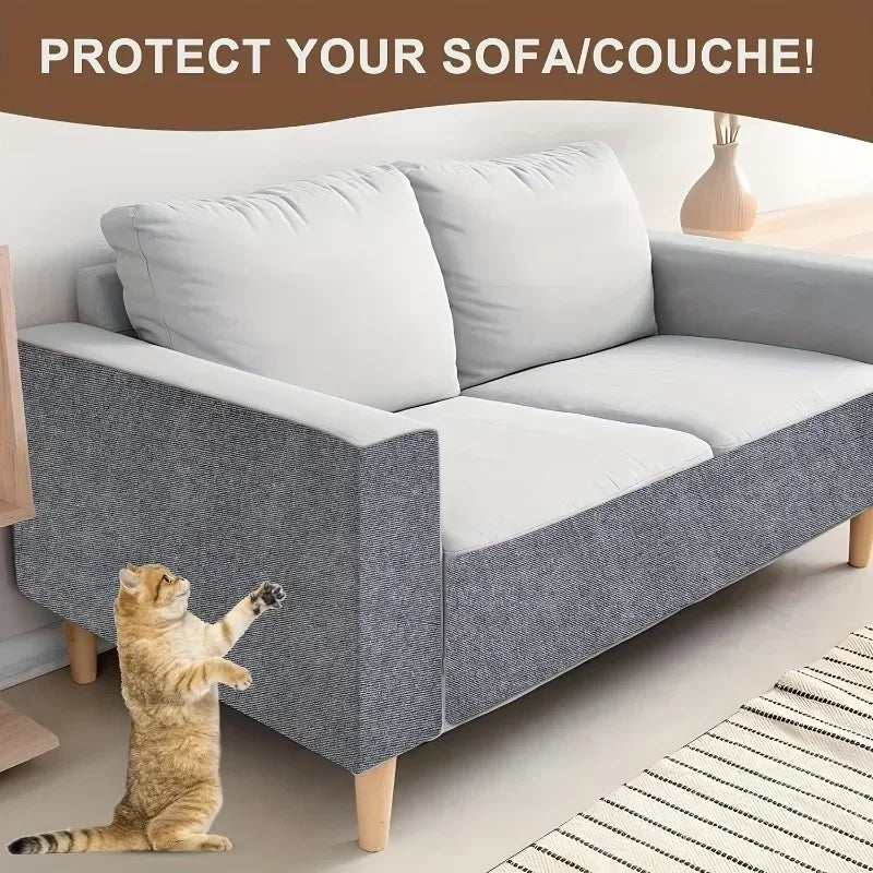 Self-Adhesive Cat Scratch Mat Durable Furniture Protector DIY Customizable Cat Scratching Pad for Couch Sofa Protection