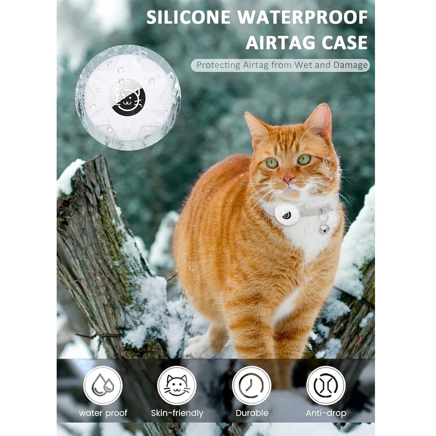 For Apple Airtag Cat Collar,Air Tag Pet Collar with Airtag Holder and Bell Reflective GPS Kitten Collar for Girl Boy Cats Gatos