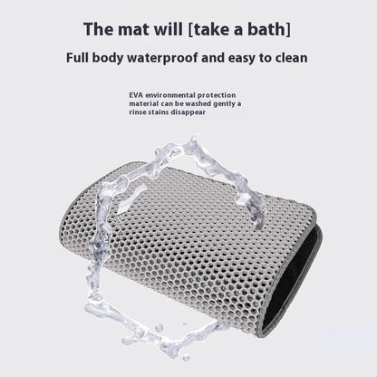 Large Double Layer Cat Litter Mat - Waterproof Non-Slip Washable, Durable Litter Box Mat with Sand Trapper, Easy Clean Pet Pad