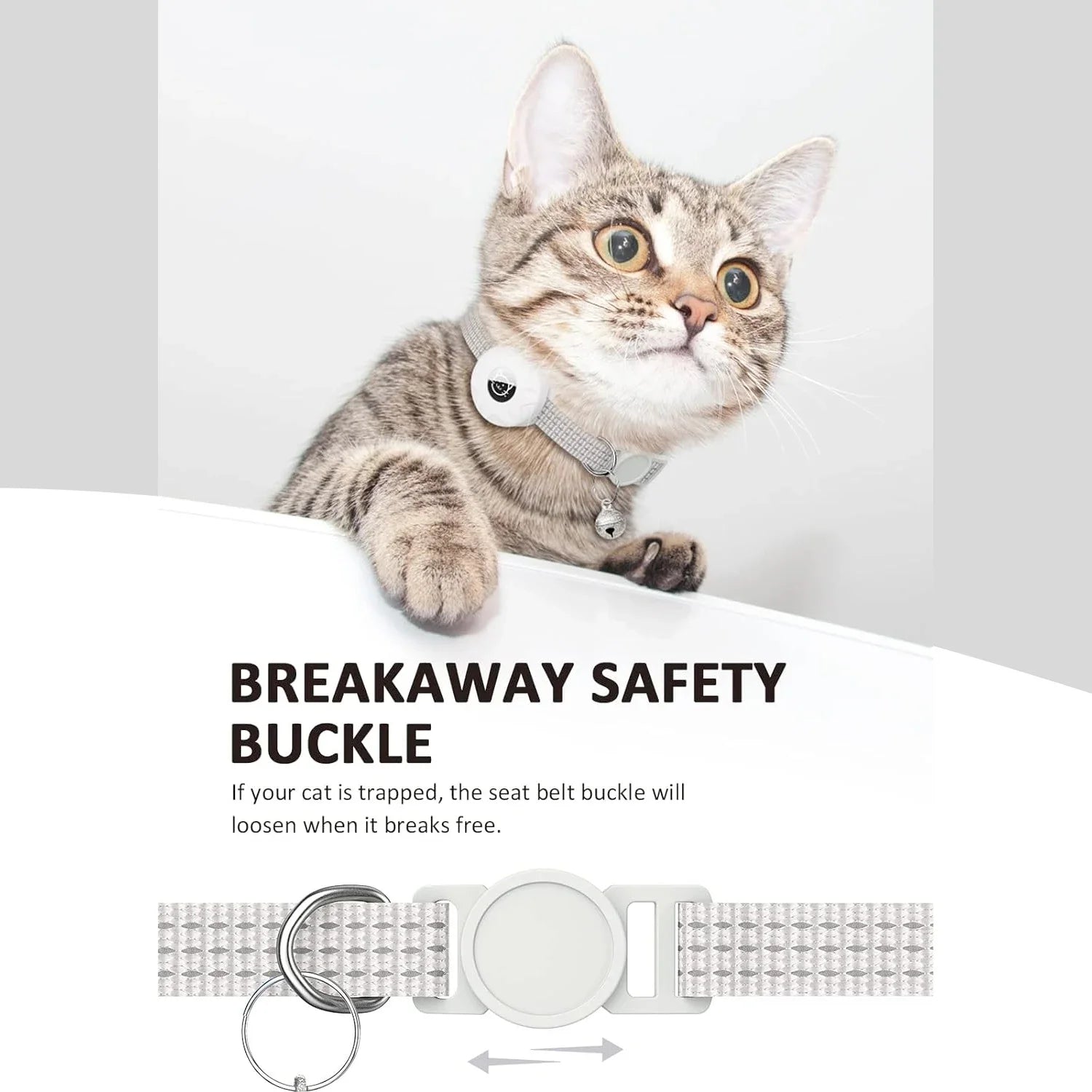 For Apple Airtag Cat Collar,Air Tag Pet Collar with Airtag Holder and Bell Reflective GPS Kitten Collar for Girl Boy Cats Gatos