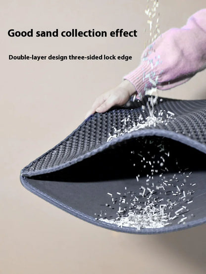 Large Double Layer Cat Litter Mat - Waterproof Non-Slip Washable, Durable Litter Box Mat with Sand Trapper, Easy Clean Pet Pad