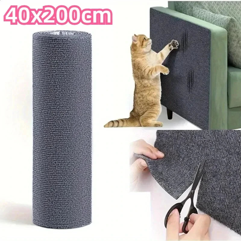 Self-Adhesive Cat Scratch Mat Durable Furniture Protector DIY Customizable Cat Scratching Pad for Couch Sofa Protection