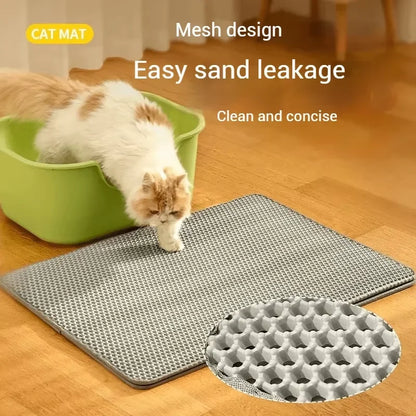 Large Double Layer Cat Litter Mat - Waterproof Non-Slip Washable, Durable Litter Box Mat with Sand Trapper, Easy Clean Pet Pad