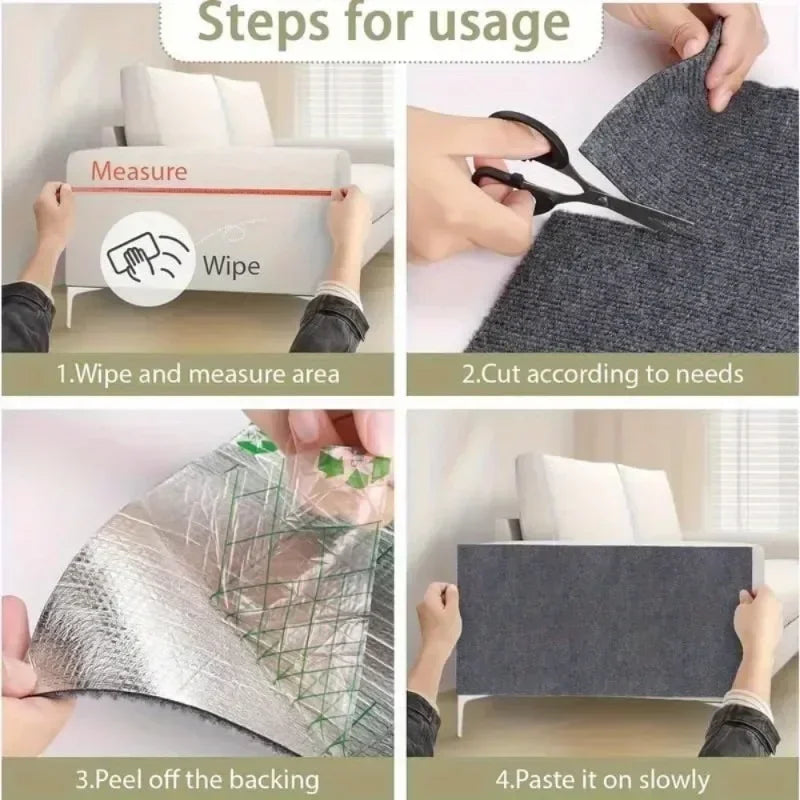 Self-Adhesive Cat Scratch Mat Durable Furniture Protector DIY Customizable Cat Scratching Pad for Couch Sofa Protection