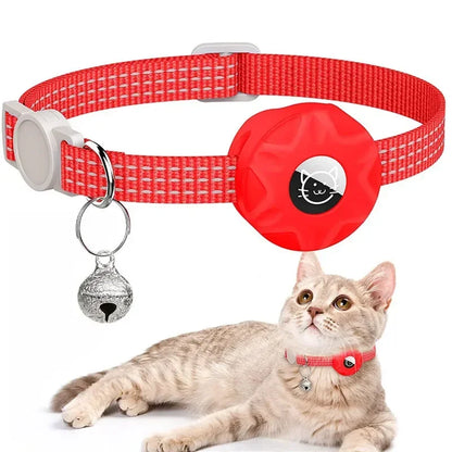 For Apple Airtag Cat Collar,Air Tag Pet Collar with Airtag Holder and Bell Reflective GPS Kitten Collar for Girl Boy Cats Gatos