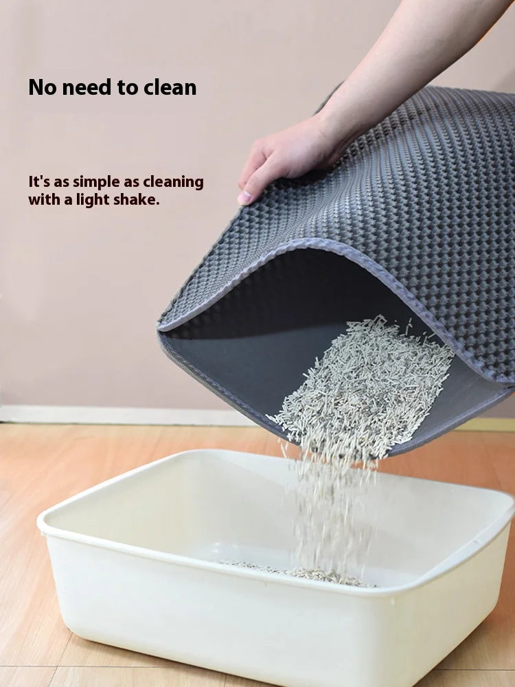 Large Double Layer Cat Litter Mat - Waterproof Non-Slip Washable, Durable Litter Box Mat with Sand Trapper, Easy Clean Pet Pad