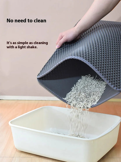 Large Double Layer Cat Litter Mat - Waterproof Non-Slip Washable, Durable Litter Box Mat with Sand Trapper, Easy Clean Pet Pad