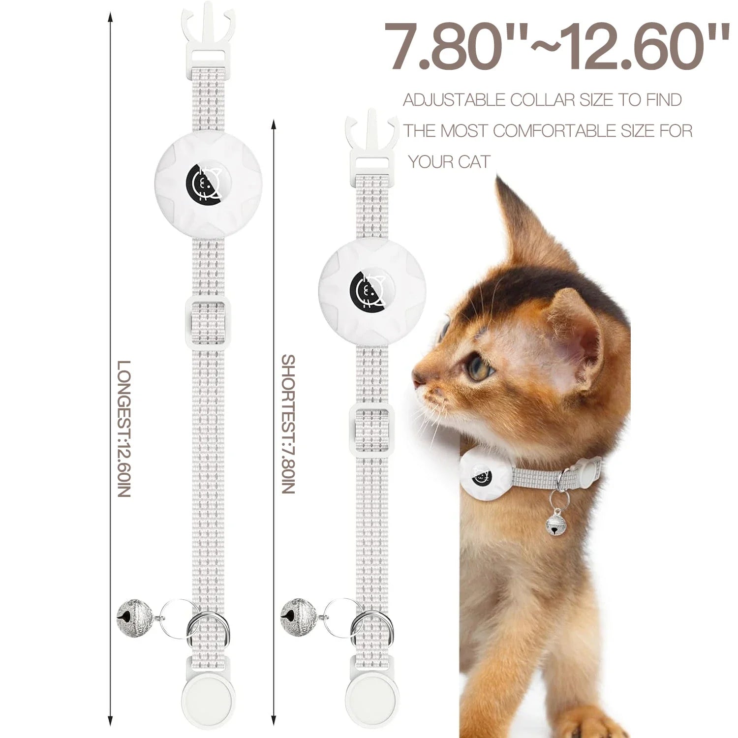 For Apple Airtag Cat Collar,Air Tag Pet Collar with Airtag Holder and Bell Reflective GPS Kitten Collar for Girl Boy Cats Gatos
