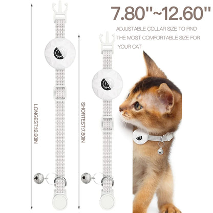 For Apple Airtag Cat Collar,Air Tag Pet Collar with Airtag Holder and Bell Reflective GPS Kitten Collar for Girl Boy Cats Gatos