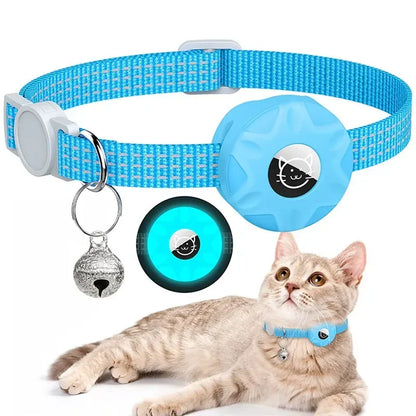 For Apple Airtag Cat Collar,Air Tag Pet Collar with Airtag Holder and Bell Reflective GPS Kitten Collar for Girl Boy Cats Gatos
