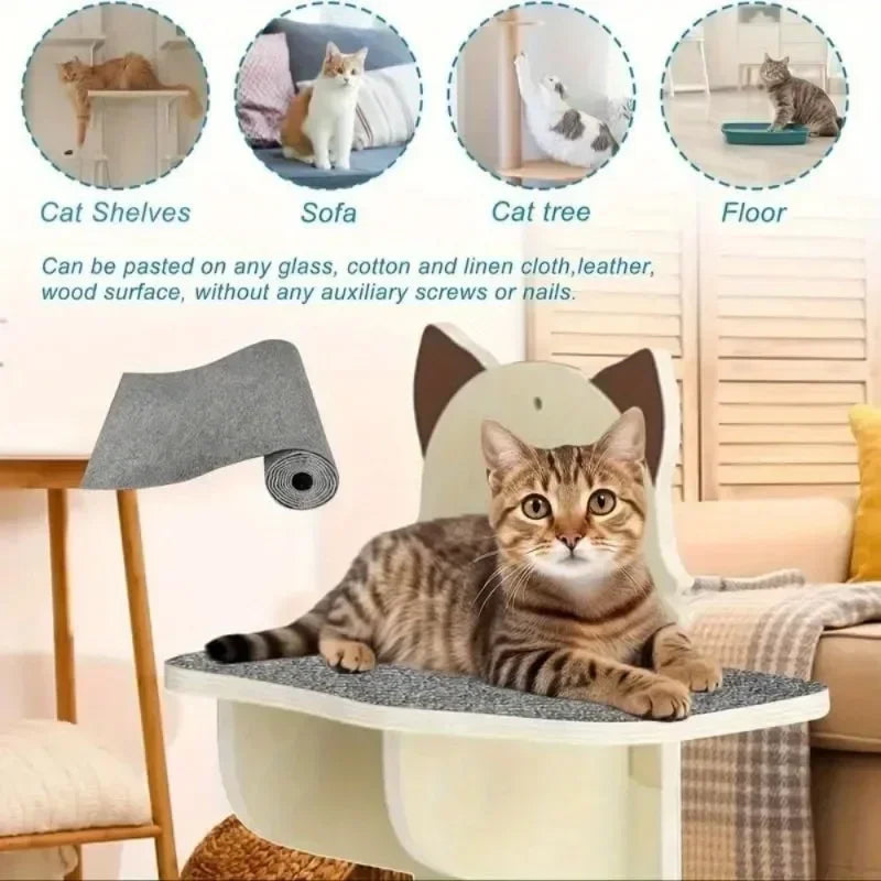 Self-Adhesive Cat Scratch Mat Durable Furniture Protector DIY Customizable Cat Scratching Pad for Couch Sofa Protection
