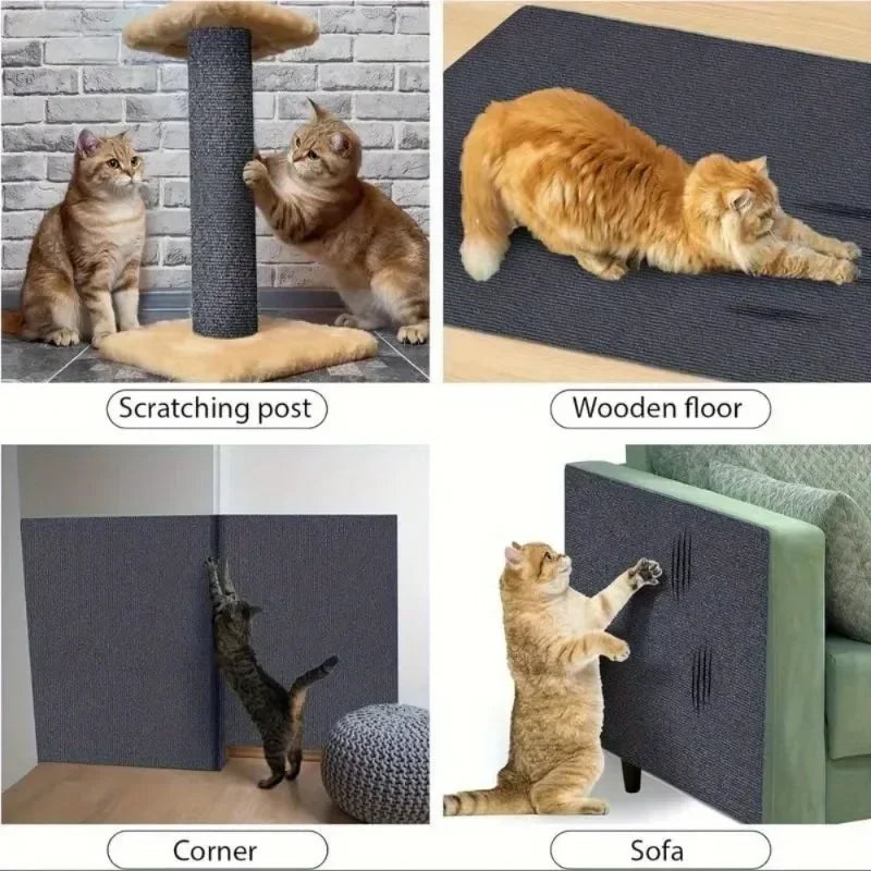 Self-Adhesive Cat Scratch Mat Durable Furniture Protector DIY Customizable Cat Scratching Pad for Couch Sofa Protection