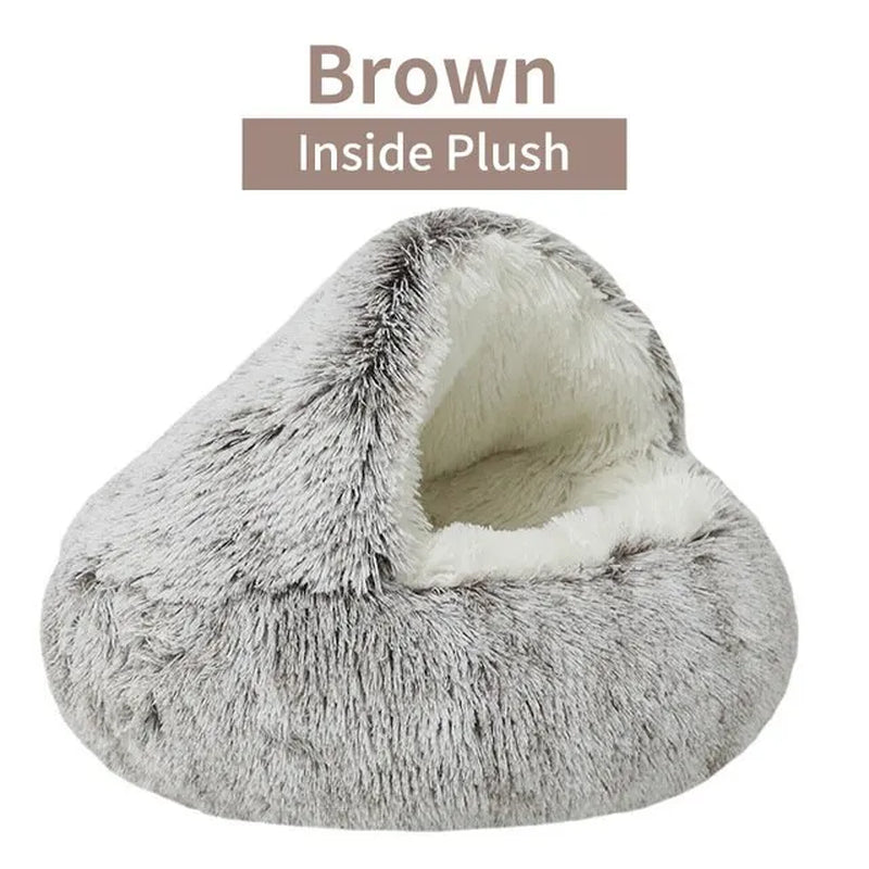Plush round Cat Bed Pet Mattress Warm Soft Comfortable Basket Cat Dog 2 in 1 Sleeping Bag Nest for Small Dogs